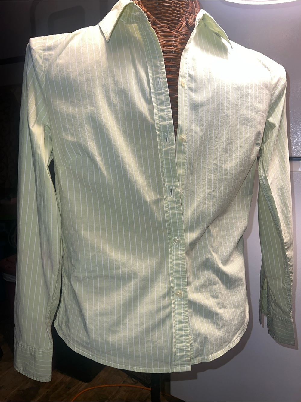 GAP Light Green Pinstripe Button-Down Shirt